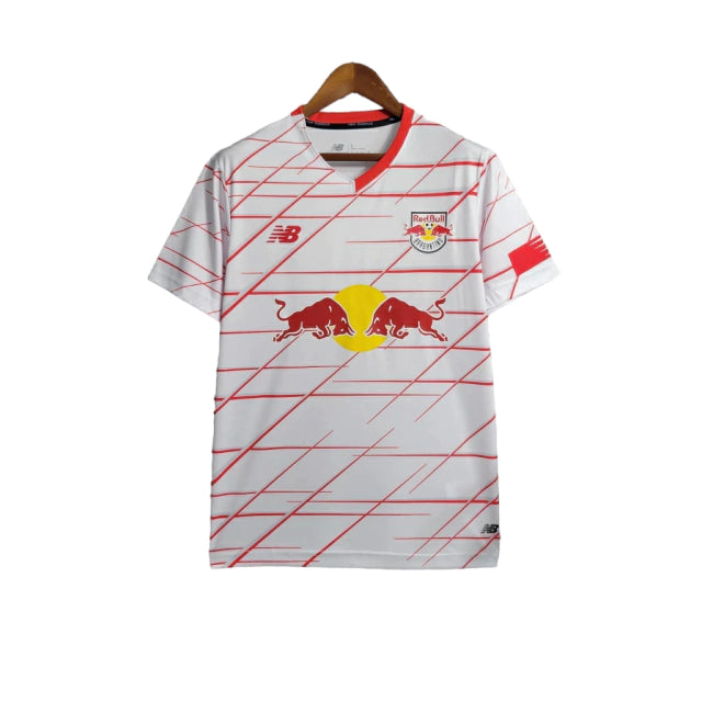 Camisa Red Bull Bragantino I 23/24 - Torcedor New Balance Masculina - Branca com detalhes em vermelho