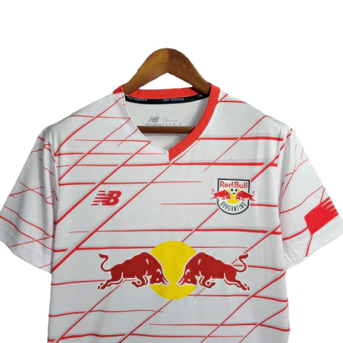 Camisa Red Bull Bragantino I 23/24 - Torcedor New Balance Masculina - Branca com detalhes em vermelho