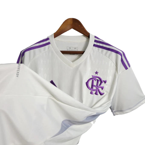 Camisa Flamengo II 23/24 Torcedor Adidas - Branca com detalhes em roxo