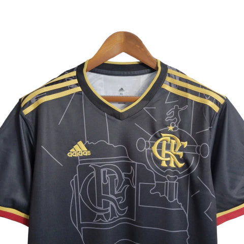 Camisa Flamengo Edição Especial Tri Campeão 22/23 Torcedor Masculina - Preta com detalhes em dourado