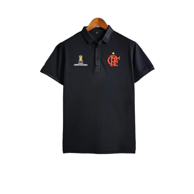 Camisa Flamengo Polo Edição Especial Conmebol 23/24 Torcedor Masculina - Preta com detalhes em vermelho