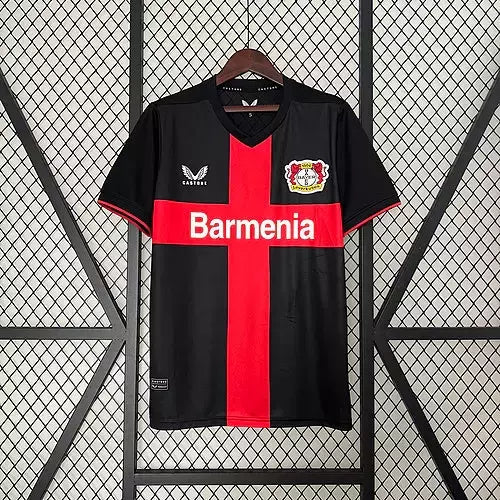 Camisa Bayer Leverkusen I 23/24 - Torcedor Castore Masculina - Preta com detalhes em vermelho