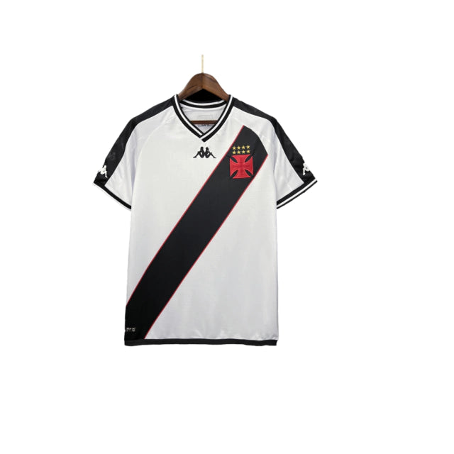 Camisa Vasco da Gama II 24/25 - Torcedor Kappa Masculina - Branca com listras pretas e detalhes em vermelho