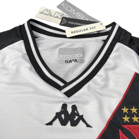 Camisa Vasco da Gama II 24/25 - Torcedor Kappa Masculina - Branca com listras pretas e detalhes em vermelho