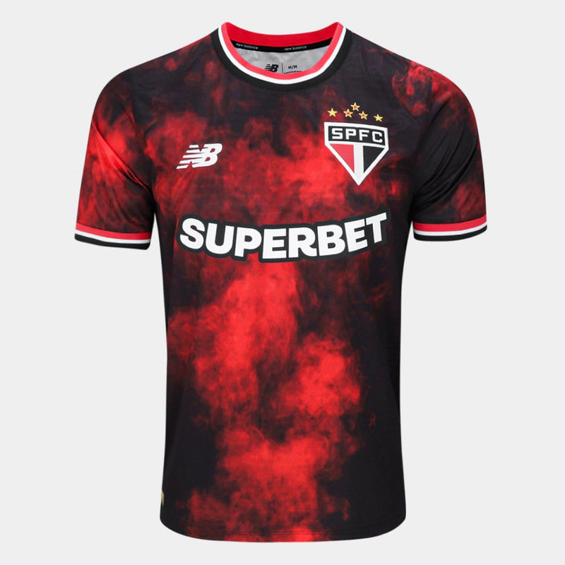 Camisa São Paulo III 24/25 - Torcedor New Balance Masculina - Vermelho e preto