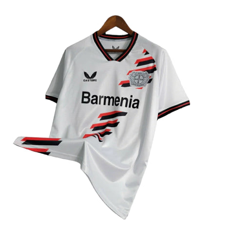 Camisa Bayer Leverkusen II 23/24 - Torcedor Castore Masculina - Branca com detalhes em preto e vermelho