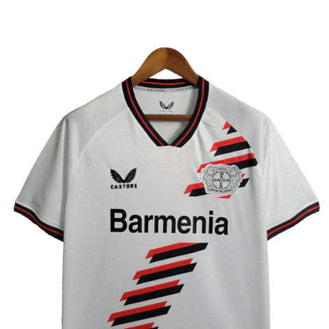 Camisa Bayer Leverkusen II 23/24 - Torcedor Castore Masculina - Branca com detalhes em preto e vermelho