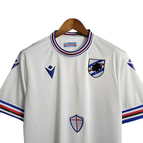 Camisa Sampdoria II 22/23 - Torcedor Macron Masculina - Branca com detalhes em azul