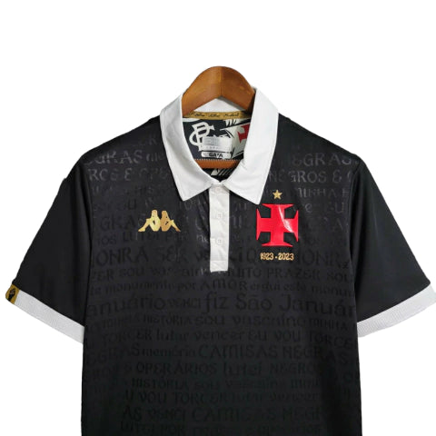 Camisa Vasco da Gama II 23/24 - Torcedor Kappa Masculina - Preta com detalhes em branco e dourado