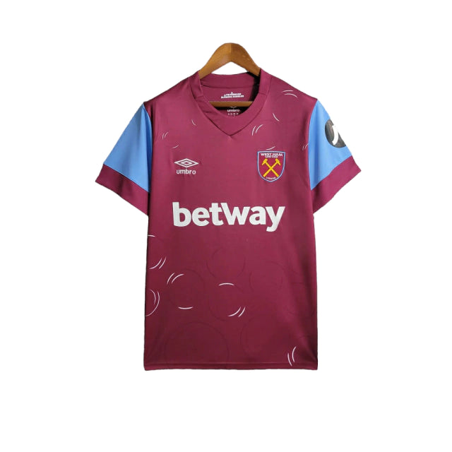 Camisa West Ham I 23/24 - Torcedor Umbro Masculina - Vinho com detalhes em azul e branco