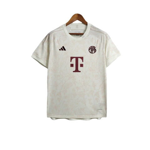 Camisa Bayern de Munique Edição Especial 23/24 -Torcedor Adidas Masculina - Bege com detalhes em vinho e preto