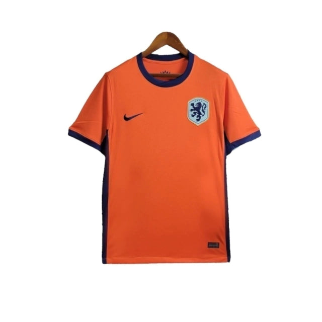 Camisa Seleção da Holanda I 24/25 - Torcedor Nike Masculina - Laranja com detalhes em azul