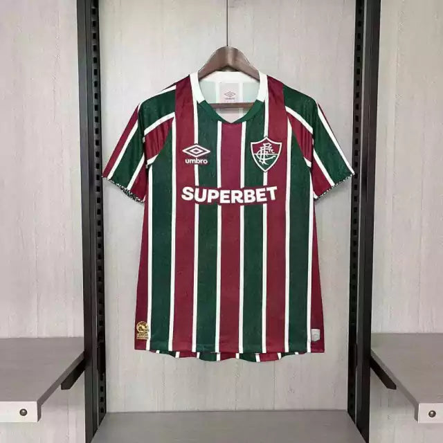 Camisa Fluminense I 24/25 COM PATROCÍNIO - Torcedor Umbro Masculina - Verde e vermelha