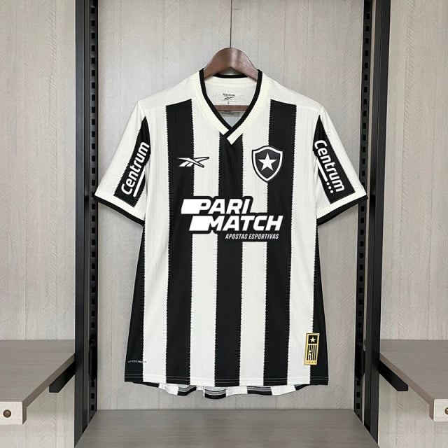 Camisa Botafogo Home + Patrocinadores 24/25 Torcedor Masculina - Preto e Branco