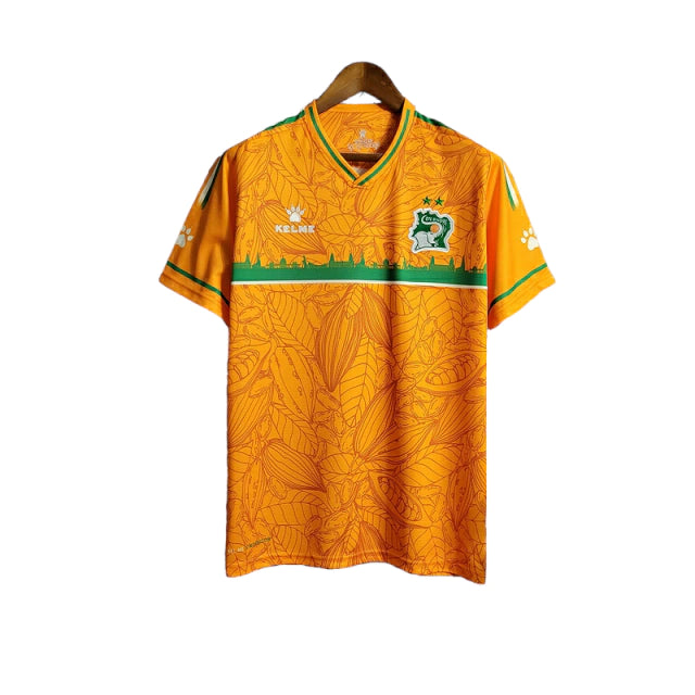 Camisa Seleção Costa do Marfim Edição Especial 22/23 - Torcedor Kelme Masculina - Laranja com detalhes em verde e branco