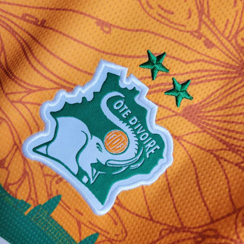 Camisa Seleção Costa do Marfim Edição Especial 22/23 - Torcedor Kelme Masculina - Laranja com detalhes em verde e branco