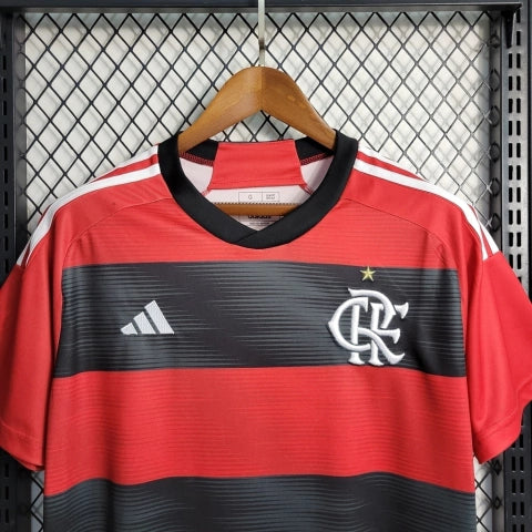 Camisa Flamengo I 23/24 Torcedor Adidas Masculina - Vermelho e Preto