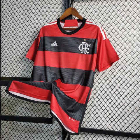 Camisa Flamengo I 23/24 Torcedor Adidas Masculina - Vermelho e Preto