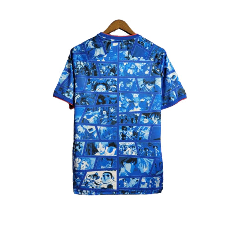 Camisa Japão Edição especial comemorativa 22/23 - Torcedor Adidas Masculina - Azul com detalhes de desenhos em quadrinhos